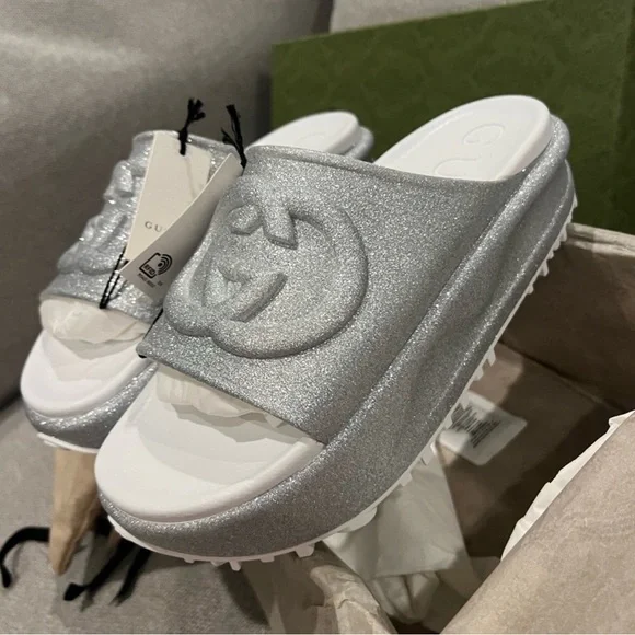 Gucci Silver Platform Slides - Picture 2 of 5